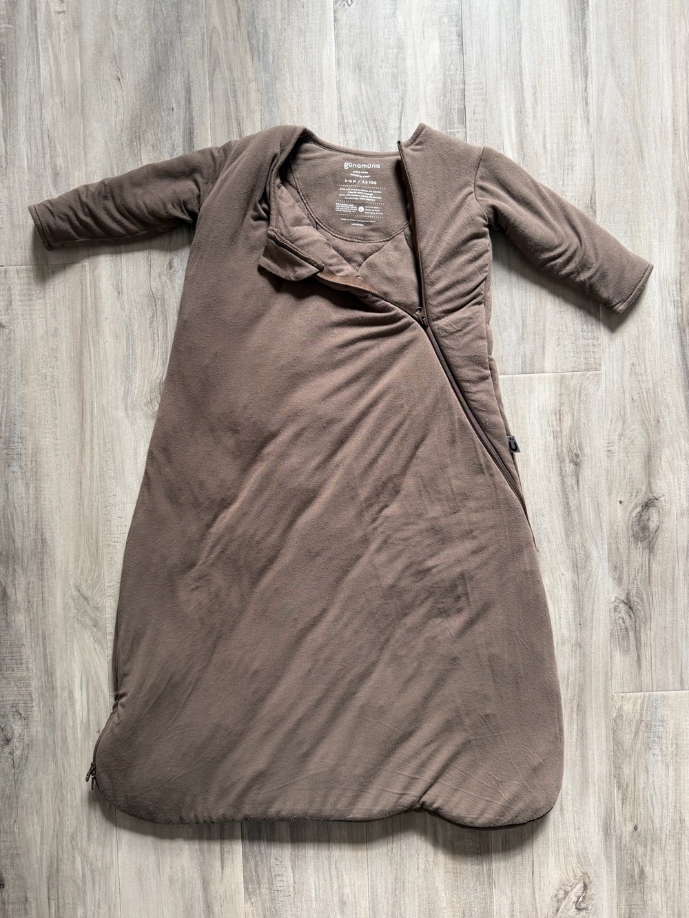 Brown Infant Sleep Sack with Sleeves - Ergonomic Zipper Design